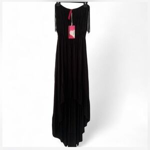 New Goth Whimsigoth Fringe Black Hi-Lo Maxi Dress size M
